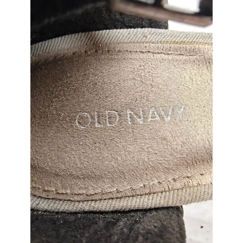 Womens Old Navy Wedge Sandals Black Tan Size 7